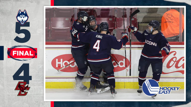 Men’s Hockey: UConn Upends No.18 BC With Last-Second Goal